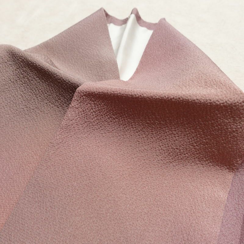 小紋 斉藤三才 落款入り 縮緬 一つ紋付き 正絹 その他の柄 袷仕立て 身丈155cm 裄丈64cm リサイクル着物 着物 紫・藤色_画像18