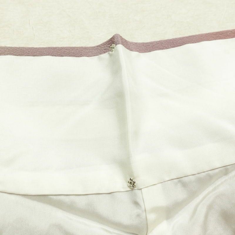 小紋 斉藤三才 落款入り 縮緬 一つ紋付き 正絹 その他の柄 袷仕立て 身丈155cm 裄丈64cm リサイクル着物 着物 紫・藤色_画像20