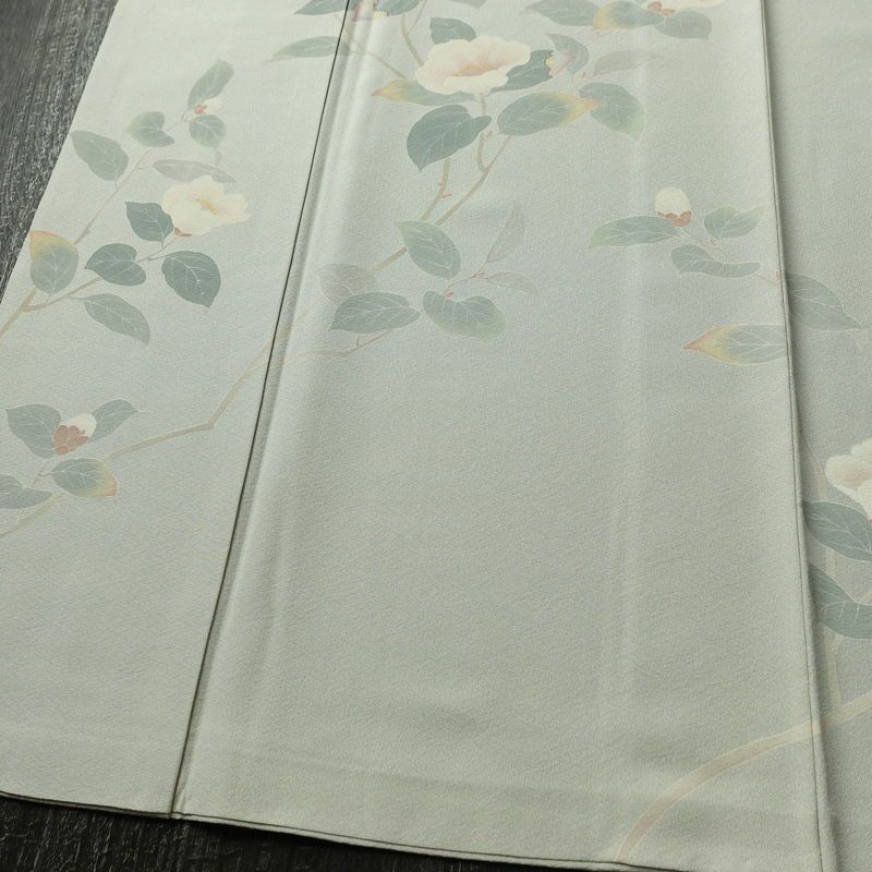 訪問着 落款入り 一つ紋付き 正絹 花柄 袷仕立て 身丈151.5cm 裄丈62.5cm リサイクル着物 着物 共八掛 入学式 卒業式 七五三 お宮参り フォーマル 上品 青・紺_画像4