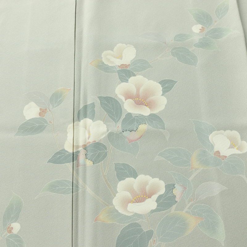 訪問着 落款入り 一つ紋付き 正絹 花柄 袷仕立て 身丈151.5cm 裄丈62.5cm リサイクル着物 着物 共八掛 入学式 卒業式 七五三 お宮参り フォーマル 上品 青・紺_画像6