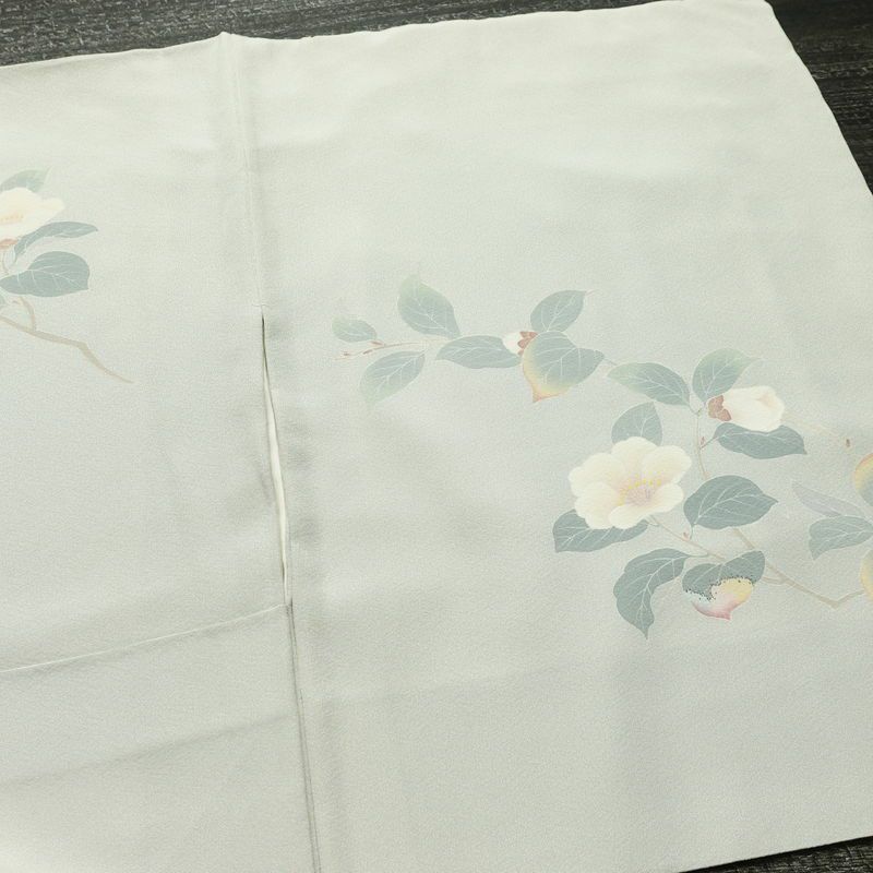 訪問着 落款入り 一つ紋付き 正絹 花柄 袷仕立て 身丈151.5cm 裄丈62.5cm リサイクル着物 着物 共八掛 入学式 卒業式 七五三 お宮参り フォーマル 上品 青・紺_画像14