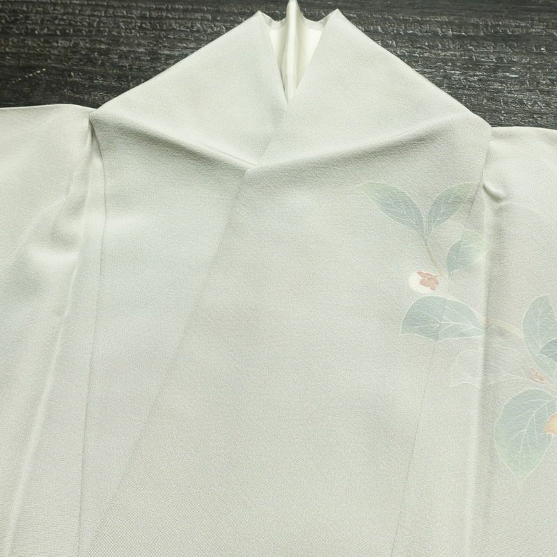 訪問着 落款入り 一つ紋付き 正絹 花柄 袷仕立て 身丈151.5cm 裄丈62.5cm リサイクル着物 着物 共八掛 入学式 卒業式 七五三 お宮参り フォーマル 上品 青・紺_画像17