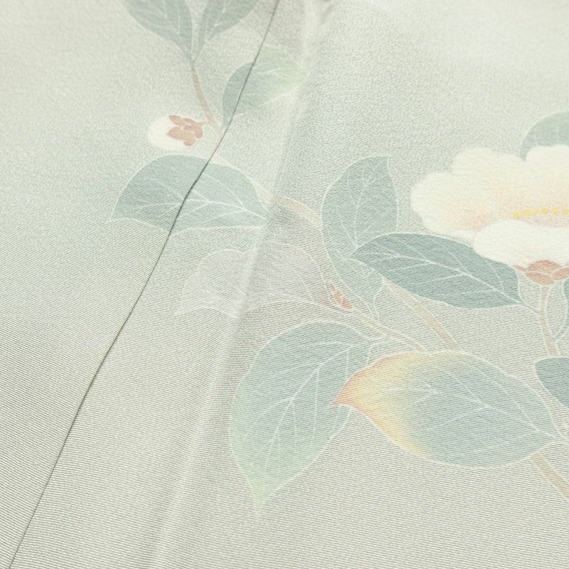 訪問着 落款入り 一つ紋付き 正絹 花柄 袷仕立て 身丈151.5cm 裄丈62.5cm リサイクル着物 着物 共八掛 入学式 卒業式 七五三 お宮参り フォーマル 上品 青・紺_画像18