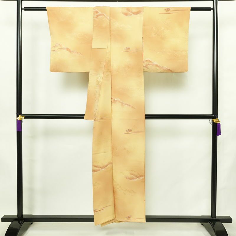 小紋 正絹 風景柄 袷仕立て 身丈152.5cm 裄丈65cm リサイクル着物 着物 多色使い_画像2