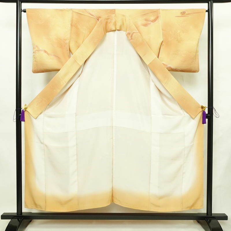 小紋 正絹 風景柄 袷仕立て 身丈152.5cm 裄丈65cm リサイクル着物 着物 多色使い_画像3