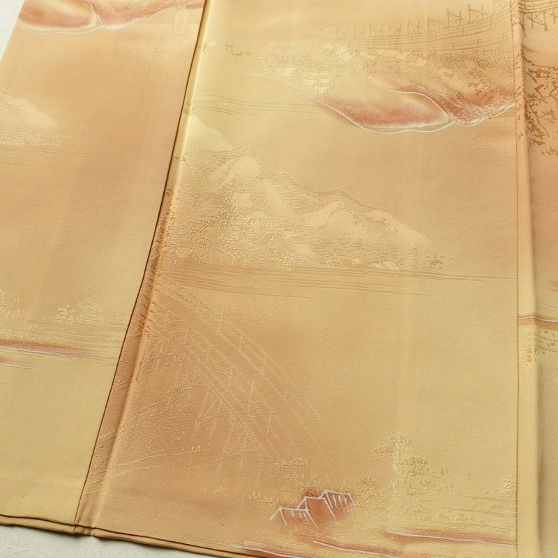 小紋 正絹 風景柄 袷仕立て 身丈152.5cm 裄丈65cm リサイクル着物 着物 多色使い_画像4