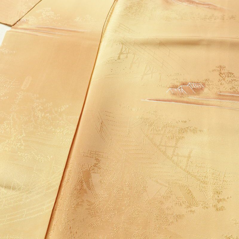 小紋 正絹 風景柄 袷仕立て 身丈152.5cm 裄丈65cm リサイクル着物 着物 多色使い_画像5