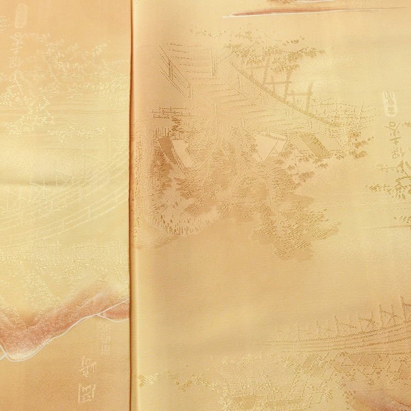 小紋 正絹 風景柄 袷仕立て 身丈152.5cm 裄丈65cm リサイクル着物 着物 多色使い_画像6