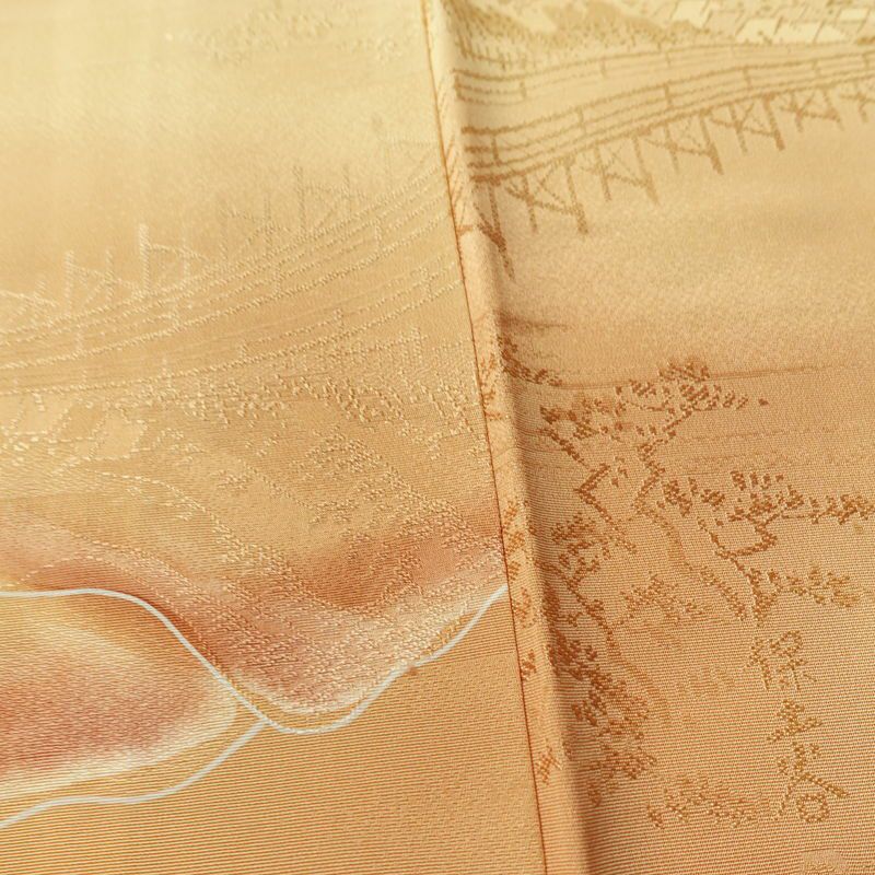 小紋 正絹 風景柄 袷仕立て 身丈152.5cm 裄丈65cm リサイクル着物 着物 多色使い_画像12