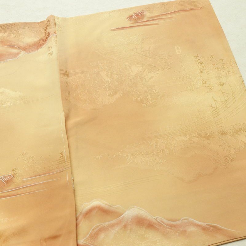 小紋 正絹 風景柄 袷仕立て 身丈152.5cm 裄丈65cm リサイクル着物 着物 多色使い_画像14