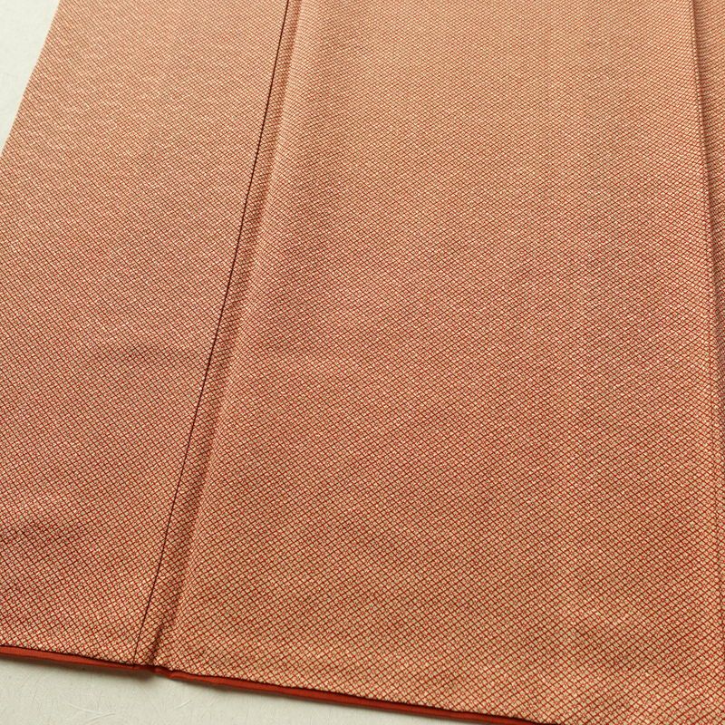 小紋 良品 縮緬 正絹 古典柄 袷仕立て 身丈155.5cm 裄丈64cm リサイクル着物 着物 橙_画像4