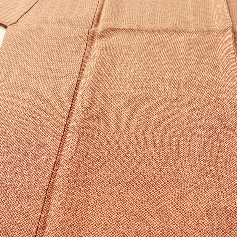 小紋 良品 縮緬 正絹 古典柄 袷仕立て 身丈155.5cm 裄丈64cm リサイクル着物 着物 橙_画像5