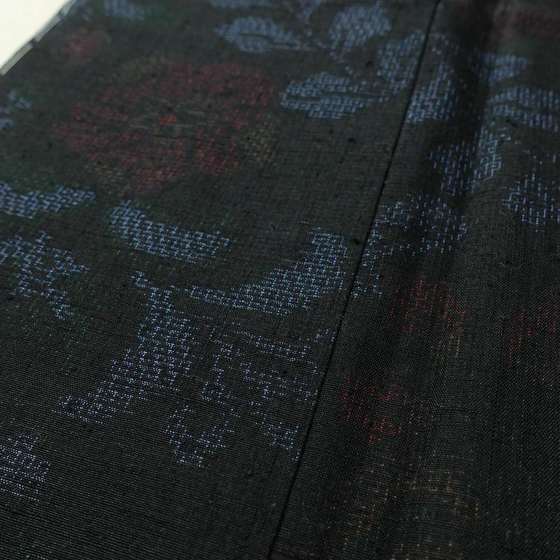 紬 しつけ糸付き 正絹 木の葉・植物柄 袷仕立て 身丈154cm 裄丈63cm リサイクル着物 着物 青・紺_画像10