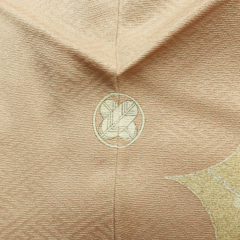 訪問着 良品 金駒刺繍 しつけ糸付き 一つ紋付き 正絹 花柄 袷仕立て 身丈165cm 裄丈66.5cm リサイクル着物 着物 箔 入学式 卒業式 七五三 お宮参り フォーマル ベージュ_画像13