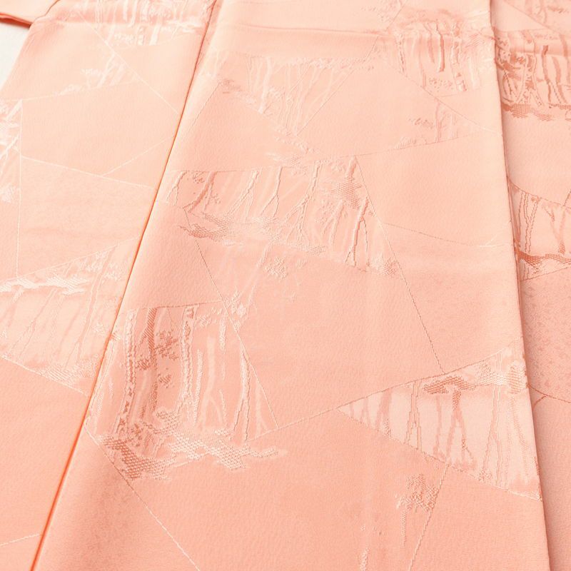 色無地 しつけ糸付き 正絹 木の葉・植物柄 袷仕立て 身丈160.5cm 裄丈64.5cm リサイクル着物 着物 フォーマル ピンク_画像5