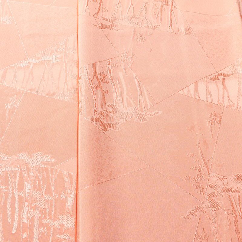 色無地 しつけ糸付き 正絹 木の葉・植物柄 袷仕立て 身丈160.5cm 裄丈64.5cm リサイクル着物 着物 フォーマル ピンク_画像6