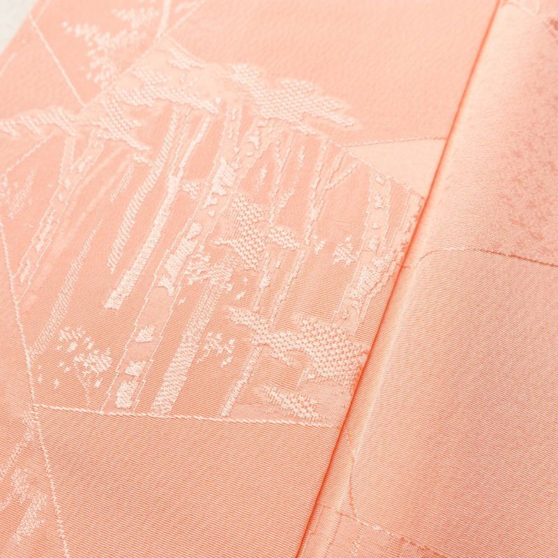 色無地 しつけ糸付き 正絹 木の葉・植物柄 袷仕立て 身丈160.5cm 裄丈64.5cm リサイクル着物 着物 フォーマル ピンク_画像11