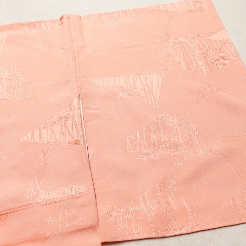 色無地 しつけ糸付き 正絹 木の葉・植物柄 袷仕立て 身丈160.5cm 裄丈64.5cm リサイクル着物 着物 フォーマル ピンク_画像14