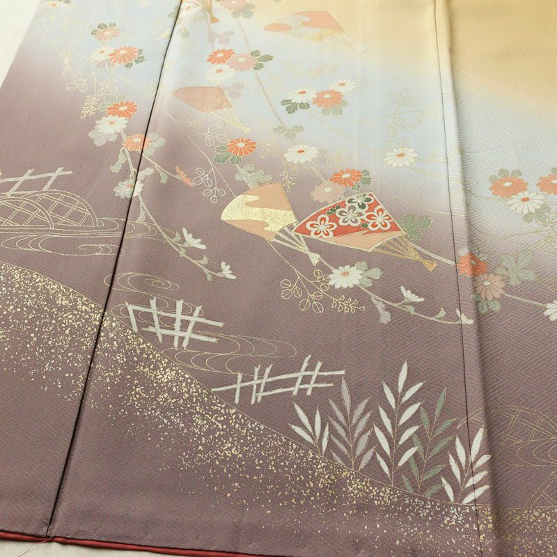 訪問着 正絹 古典柄 袷仕立て 身丈153cm 裄丈63cm リサイクル着物 着物 箔 金彩 入学式 卒業式 七五三 お宮参り フォーマル 上品 ベージュ_画像4