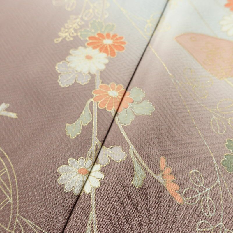 訪問着 正絹 古典柄 袷仕立て 身丈153cm 裄丈63cm リサイクル着物 着物 箔 金彩 入学式 卒業式 七五三 お宮参り フォーマル 上品 ベージュ_画像10