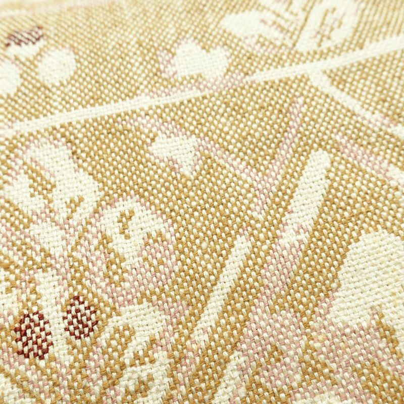 名古屋帯 六通柄 良品 正絹 幾何学柄・抽象柄 通し仕立て なごや帯 リサイクル帯 帯 紬地 ベージュ_画像5