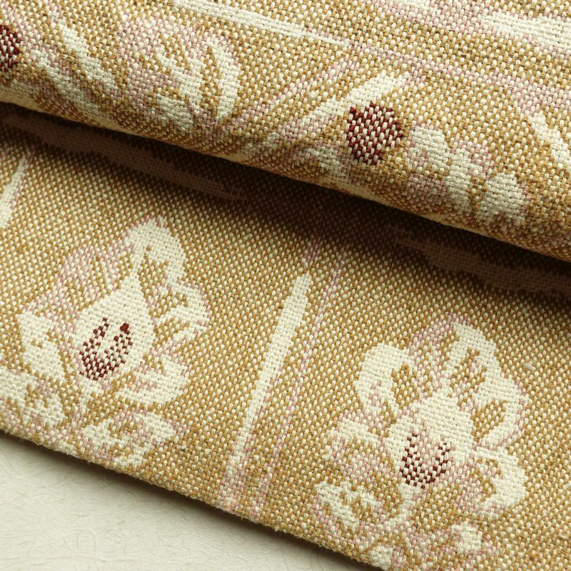 名古屋帯 六通柄 良品 正絹 幾何学柄・抽象柄 通し仕立て なごや帯 リサイクル帯 帯 紬地 ベージュ_画像8