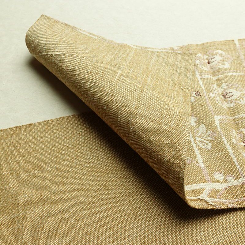 名古屋帯 六通柄 良品 正絹 幾何学柄・抽象柄 通し仕立て なごや帯 リサイクル帯 帯 紬地 ベージュ_画像10