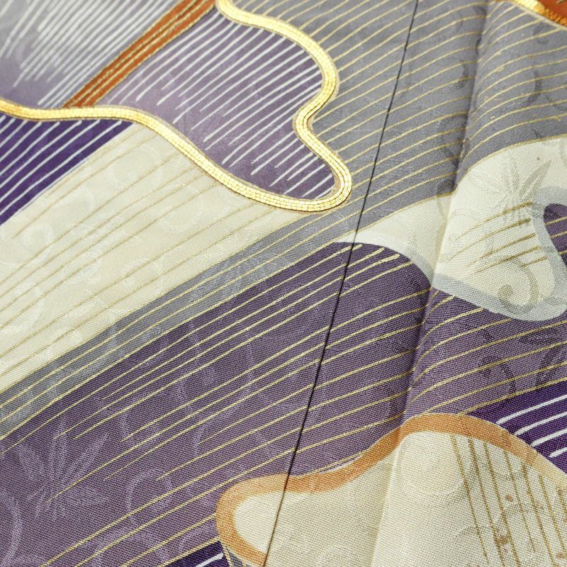 色留袖 落款入り 金駒刺繍 正絹 流水・波柄 袷仕立て 身丈166cm 裄丈69cm リサイクル着物 一部しつけ糸付き 着物 共八掛 フォーマル 緑・うぐいす色_画像10