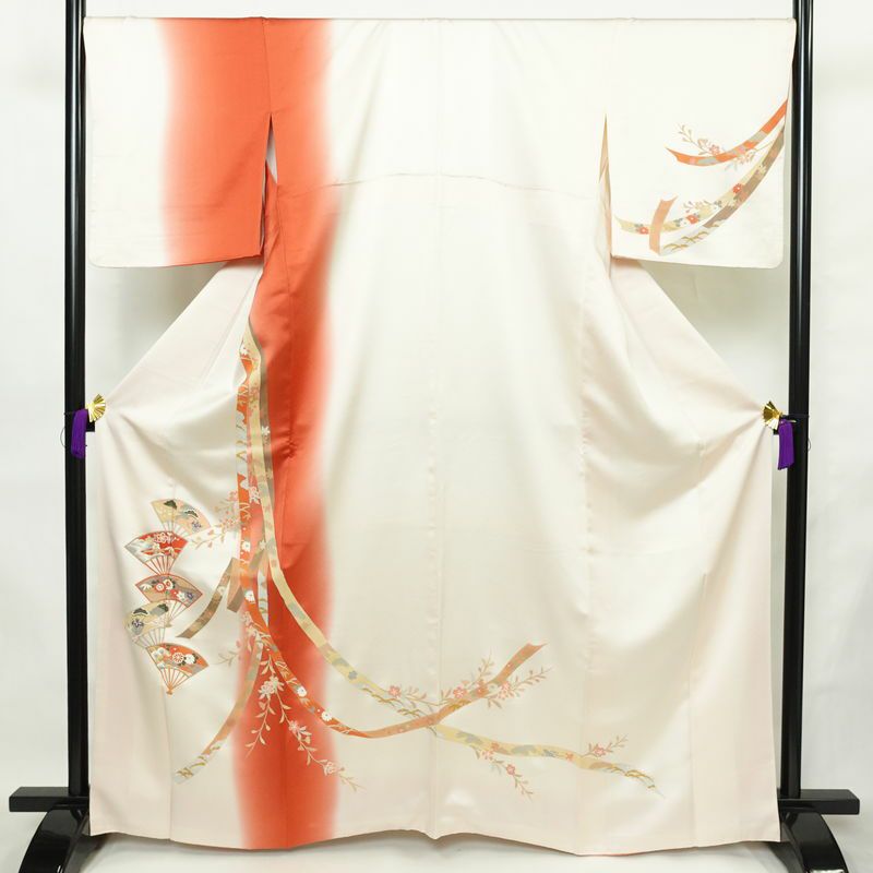 訪問着 綸子 正絹 古典柄 袷仕立て 身丈165cm 裄丈68cm リサイクル着物 着物 金彩 入学式 卒業式 七五三 お宮参り フォーマル ピンク_画像1