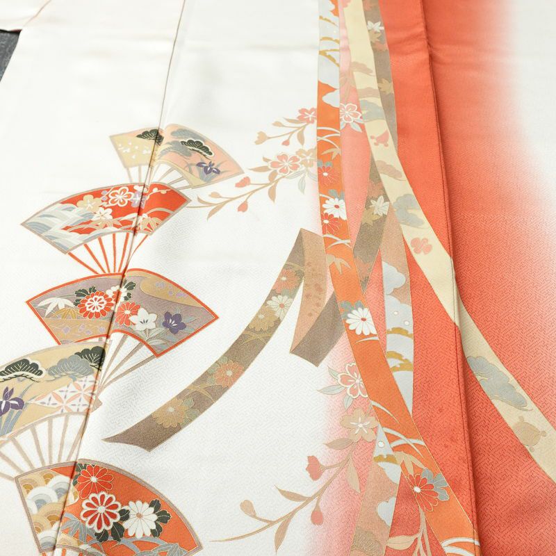 訪問着 綸子 正絹 古典柄 袷仕立て 身丈165cm 裄丈68cm リサイクル着物 着物 金彩 入学式 卒業式 七五三 お宮参り フォーマル ピンク_画像5