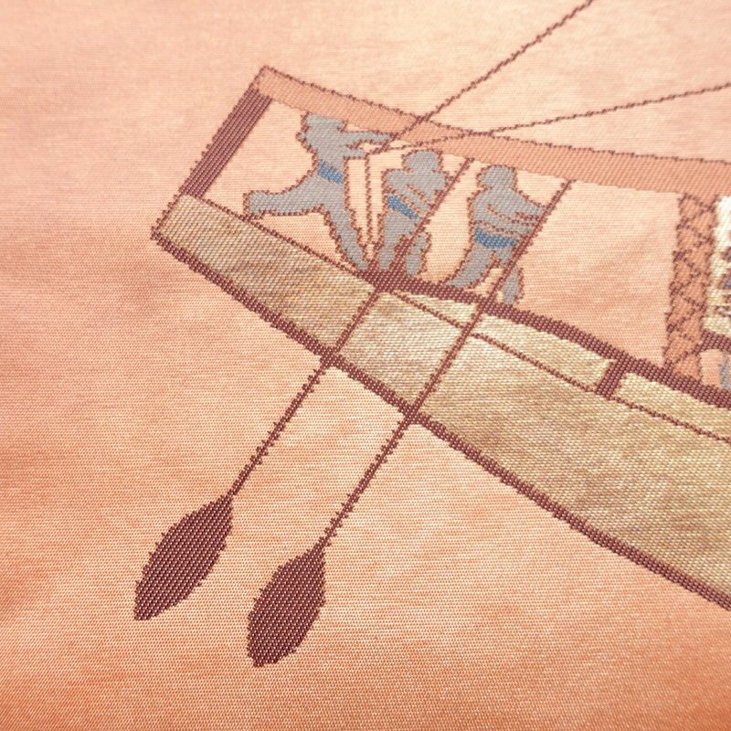 名古屋帯 太鼓柄 良品 正絹 幾何学柄・抽象柄 名古屋仕立て なごや帯 リサイクル帯 帯 箔 シンプル ピンク_画像7