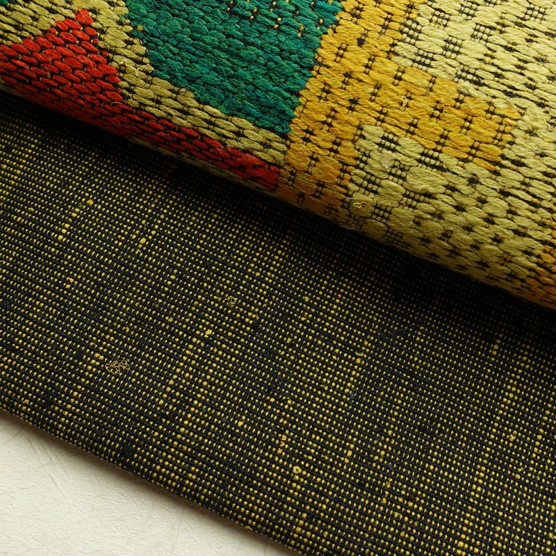 名古屋帯 太鼓柄 美品 正絹 幾何学柄・抽象柄 松葉仕立て なごや帯 リサイクル帯 帯 紬地 黒_画像7