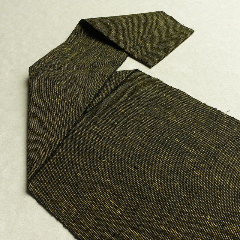 名古屋帯 太鼓柄 美品 正絹 幾何学柄・抽象柄 松葉仕立て なごや帯 リサイクル帯 帯 紬地 黒_画像16