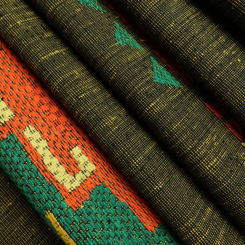 名古屋帯 太鼓柄 美品 正絹 幾何学柄・抽象柄 松葉仕立て なごや帯 リサイクル帯 帯 紬地 黒_画像19