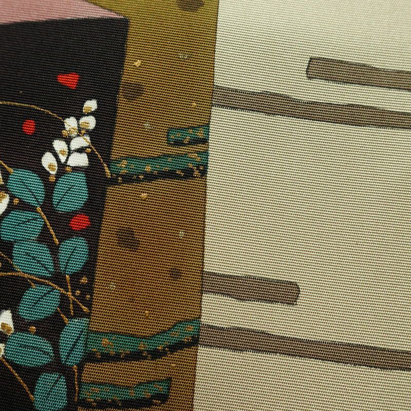 名古屋帯 太鼓柄 良品 雅生 落款入り 正絹 古典柄 名古屋仕立て なごや帯 リサイクル帯 一部しつけ糸付き 帯 金彩 シンプル 緑・うぐいす色_画像6