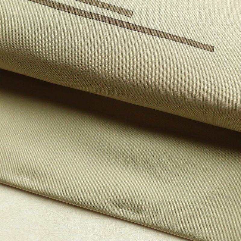 名古屋帯 太鼓柄 良品 雅生 落款入り 正絹 古典柄 名古屋仕立て なごや帯 リサイクル帯 一部しつけ糸付き 帯 金彩 シンプル 緑・うぐいす色_画像8