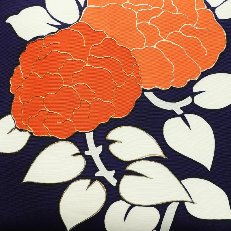 名古屋帯 太鼓柄 金駒刺繍 正絹 花柄 名古屋仕立て なごや帯 リサイクル帯 帯 金彩 シンプル 青・紺_画像2
