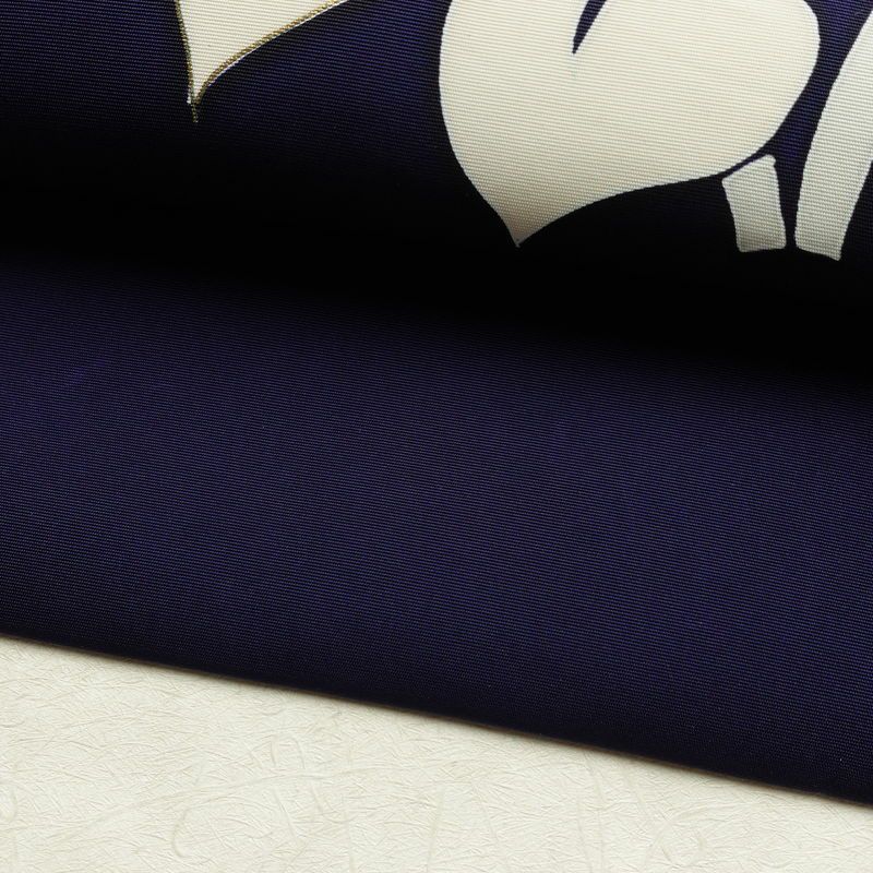 名古屋帯 太鼓柄 金駒刺繍 正絹 花柄 名古屋仕立て なごや帯 リサイクル帯 帯 金彩 シンプル 青・紺_画像7