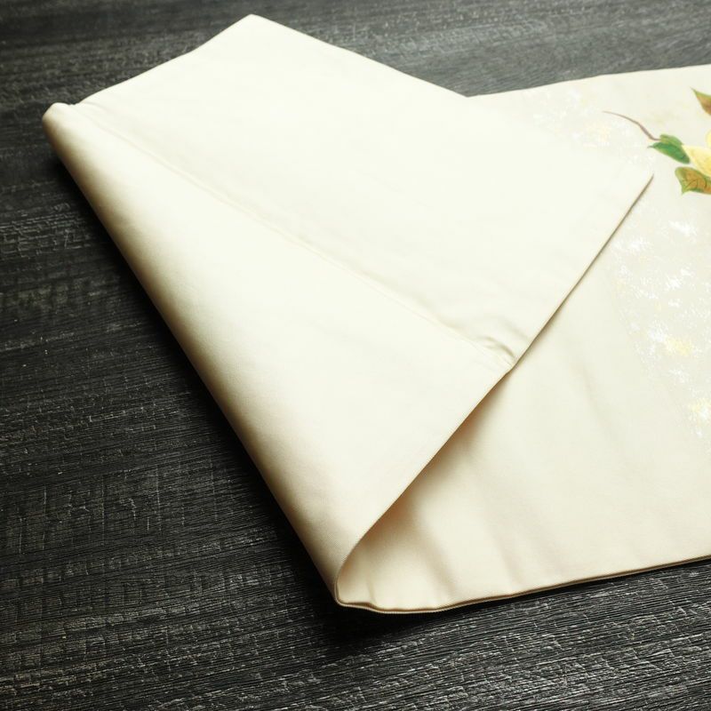 名古屋帯 太鼓柄 正絹 花柄 名古屋仕立て なごや帯 リサイクル帯 帯 刺繍 箔 椿 白_画像10