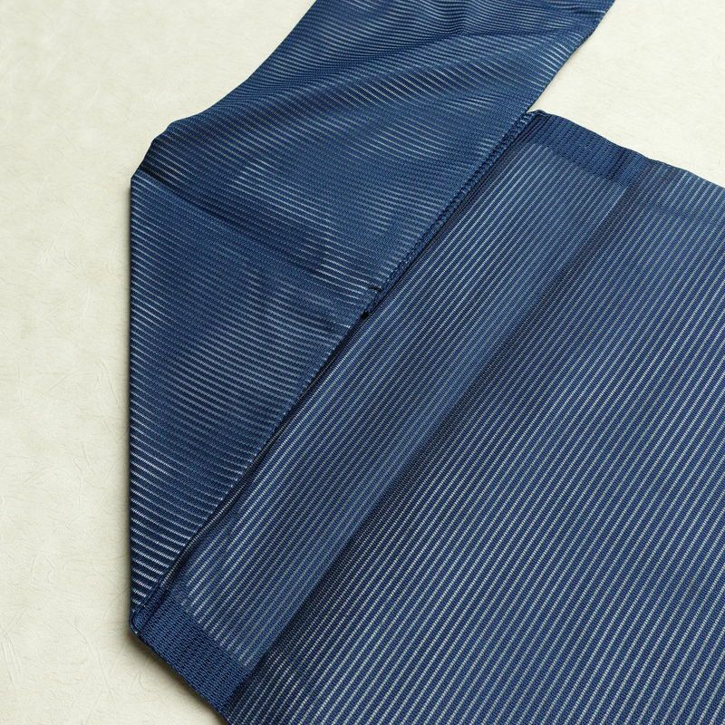 名古屋帯 太鼓柄 良品 夏用 金駒刺繍 正絹 幾何学柄・抽象柄 名古屋仕立て なごや帯 リサイクル帯 帯 刺繍 青・紺_画像18