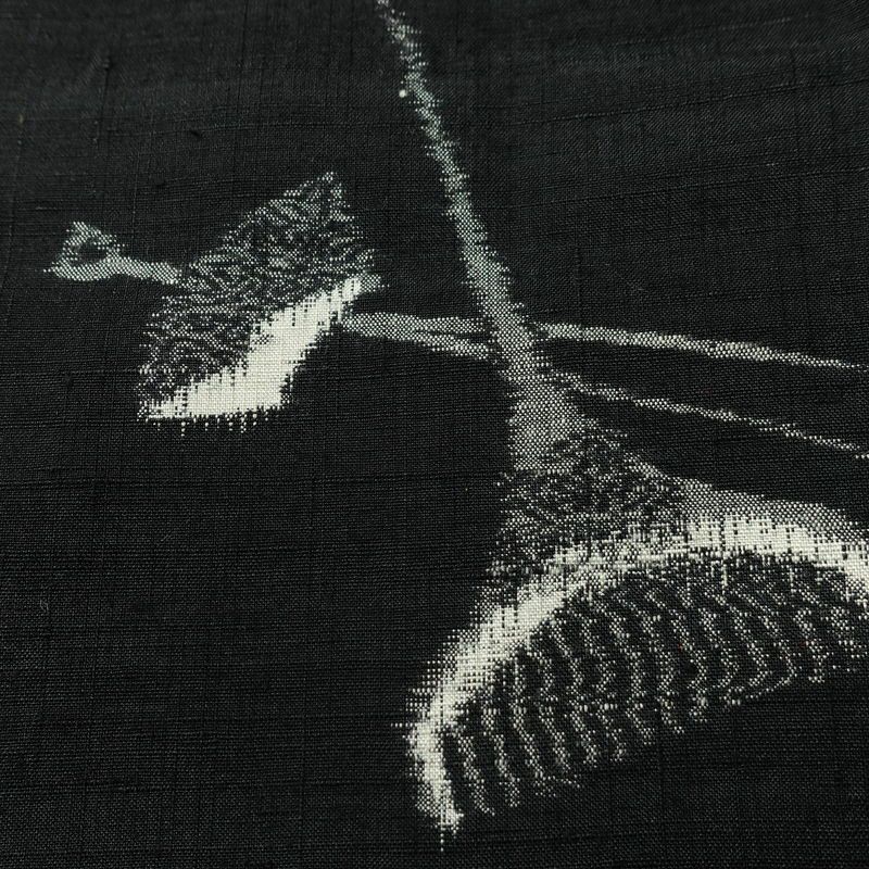 紬 しつけ糸付き 正絹 その他の柄 袷仕立て 身丈163cm 裄丈63.5cm リサイクル着物 着物 モダン 洒落 簪 かんざし 黒_画像8