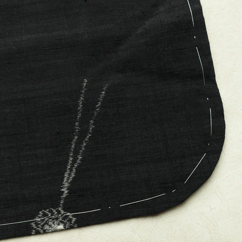 紬 しつけ糸付き 正絹 その他の柄 袷仕立て 身丈163cm 裄丈63.5cm リサイクル着物 着物 モダン 洒落 簪 かんざし 黒_画像14