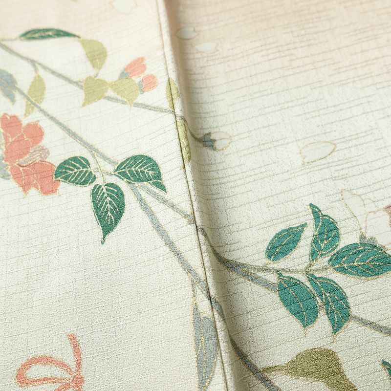 訪問着 良品 しつけ糸付き 正絹 古典柄 袷仕立て 身丈164cm 裄丈66.5cm リサイクル着物 着物 箔 入学式 卒業式 七五三 お宮参り フォーマル 菊 ピンクベージュ ベージュ_画像11