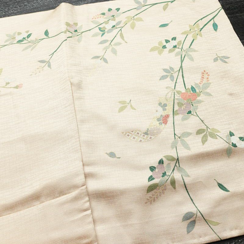 訪問着 良品 しつけ糸付き 正絹 古典柄 袷仕立て 身丈164cm 裄丈66.5cm リサイクル着物 着物 箔 入学式 卒業式 七五三 お宮参り フォーマル 菊 ピンクベージュ ベージュ_画像12