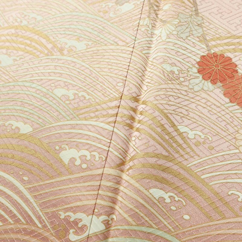 訪問着 落款入り 綸子 伊達衿付き 金駒刺繍 正絹 花柄 袷仕立て 身丈158.5cm 裄丈67cm リサイクル着物 着物 蝶 金彩 入学式 卒業式 七五三 お宮参り フォーマル ピンク_画像10