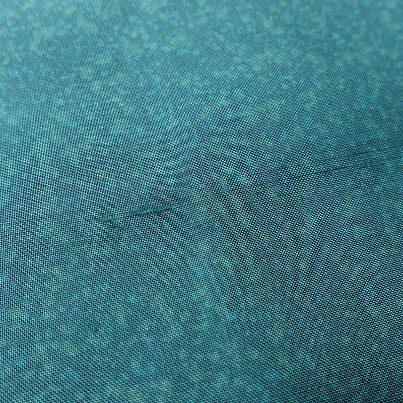 紬 良品 華井克峯 落款入り しつけ糸付き 正絹 その他の柄 袷仕立て 身丈165cm 裄丈65.5cm リサイクル着物 着物 紬地 青・紺_画像8