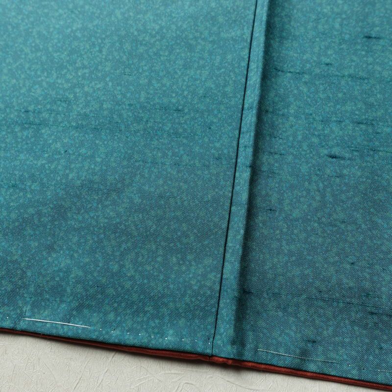 紬 良品 華井克峯 落款入り しつけ糸付き 正絹 その他の柄 袷仕立て 身丈165cm 裄丈65.5cm リサイクル着物 着物 紬地 青・紺_画像12