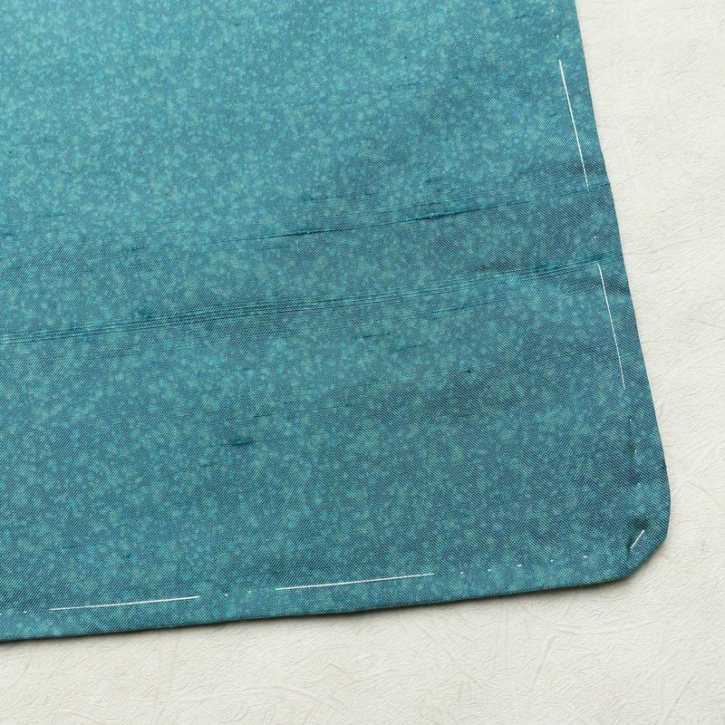 紬 良品 華井克峯 落款入り しつけ糸付き 正絹 その他の柄 袷仕立て 身丈165cm 裄丈65.5cm リサイクル着物 着物 紬地 青・紺_画像16