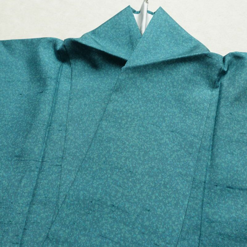 紬 良品 華井克峯 落款入り しつけ糸付き 正絹 その他の柄 袷仕立て 身丈165cm 裄丈65.5cm リサイクル着物 着物 紬地 青・紺_画像17