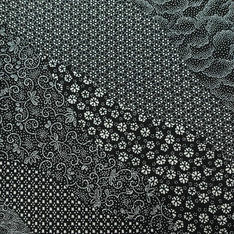 小紋 良品 小紋師 北原寿永 落款入り 縮緬 江戸小紋 総柄 正絹 古典柄 袷仕立て 身丈159.5cm 裄丈64.5cm リサイクル着物 着物 黒_画像7